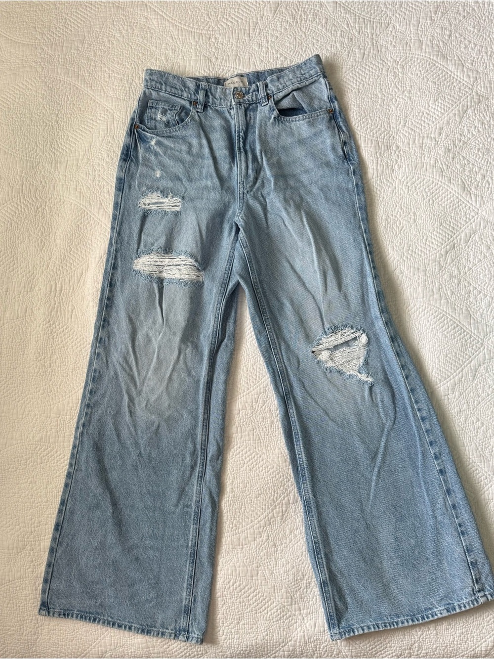 PacSun Light Blue Distressed Wide-Leg Jeans